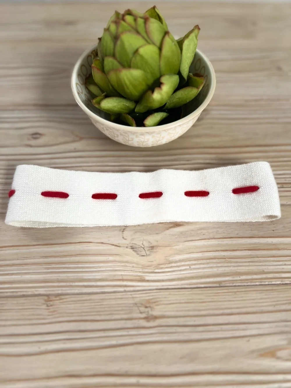 Malo 100% Cashmere Headband Ivory Red Made in Italy Ear Warmer
